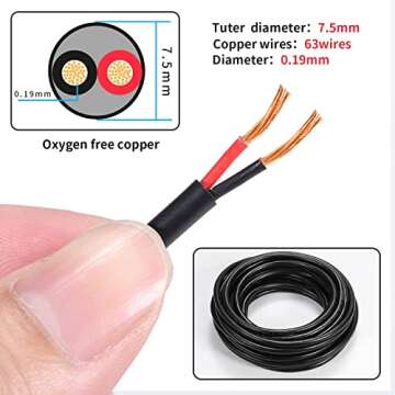 14 Gauge 2 Conductor Electrical Wire Stranded PVC Red & Black Cord Pure Copper Cable 10 M / 32.8FT L...