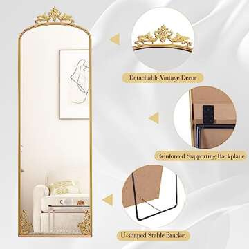 Elegant AZODY Arched Full Length Mirror for Home Decor