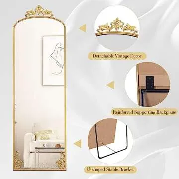 Elegant AZODY Arched Full Length Mirror for Home Decor