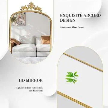 Elegant AZODY Arched Full Length Mirror for Home Decor