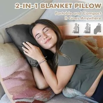 Tirrinia Travel Blanket Airplane Office Poncho 4 in 1 Premium Cozy Fleece Portable Poncho Blankets with Built-in Bag, Pocket