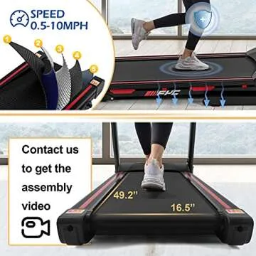 FYC Folding Treadmill - 330 LB Capacity, Bluetooth & Incline