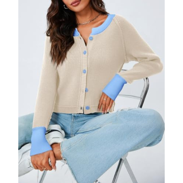 Trendy Saodimallsu Womens Cropped Cardigan Sweater