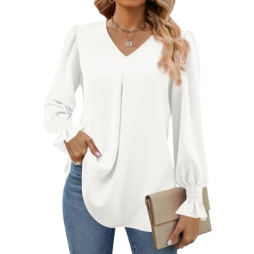 Funlingo Women's Long Sleeve Chiffon Blouse for Fall