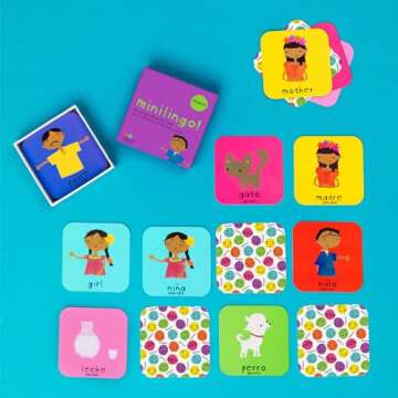 Minilingo: Spanish/English Bilingual flashcards, Perfect for Memory Card Game