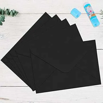 SallyFashion 100PCS C6 Black Paper Envelope, Triangle Seal Retro Simple Style for Business Wedding Party Holiday