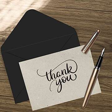 SallyFashion 100PCS C6 Black Paper Envelope, Triangle Seal Retro Simple Style for Business Wedding Party Holiday