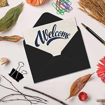 SallyFashion 100PCS C6 Black Paper Envelope, Triangle Seal Retro Simple Style for Business Wedding Party Holiday