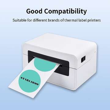 STARLIBOO 2 Inch Round Thermal Sticker Labels, Lake Blue Thermal Labels Round, Self-Adhesive Round Direct Thermal Stickers Label, Thermal Printer Stickers for Business (600 Labels)