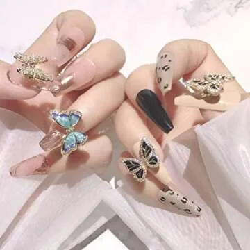 Tinsow 4 Pcs Butterfly Nail Art Jewelry for Weddings