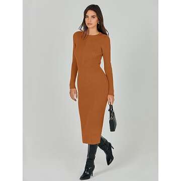 Stylish ANRABESS Long Sleeve Sweater Dress for Fall Fashion