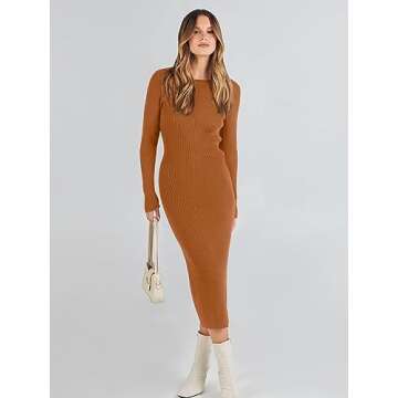Stylish ANRABESS Long Sleeve Sweater Dress for Fall Fashion