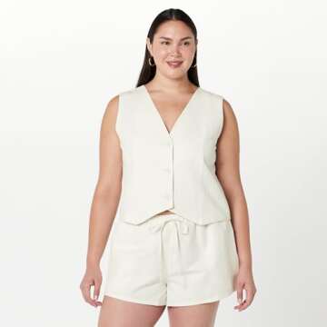 The Drop Women's ESMA Linen Vest Ivory, M