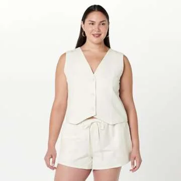 The Drop Women's ESMA Linen Vest Ivory, M