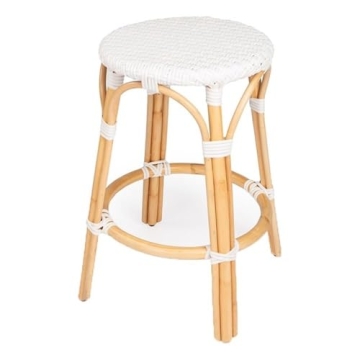Beaumont Lane White Rattan Backless Bar Stool 24"