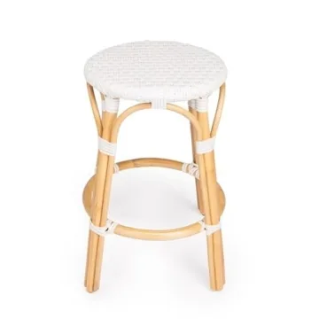Beaumont Lane White Rattan Backless Bar Stool 24"