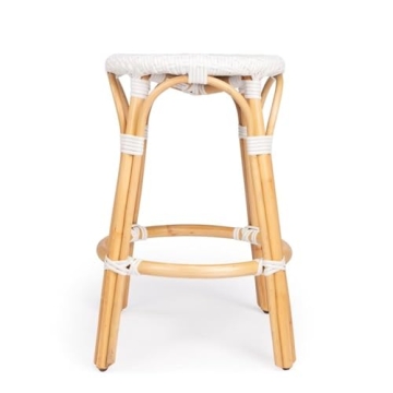 Beaumont Lane White Rattan Backless Bar Stool 24"