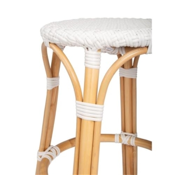Beaumont Lane White Rattan Backless Bar Stool 24"