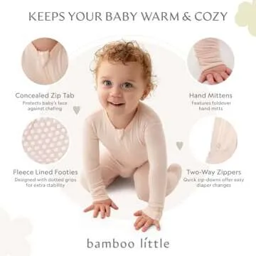 Peachy Pink Footie for Baby - 95% Viscose from Bamboo, 5% Spandex - Soft Newborn Sleepwear, Baby Paj...