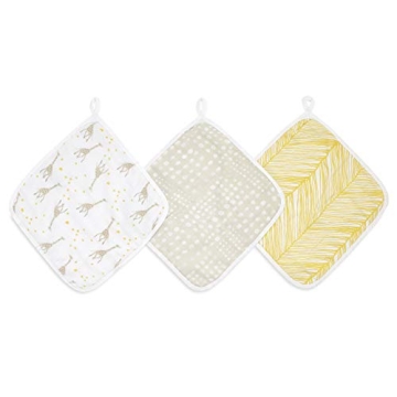 aden + anais Cotton Muslin Washcloth Set - 3-Pack Starry Giraffe