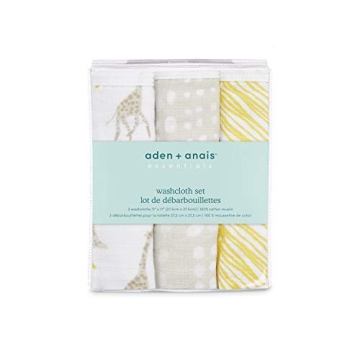 aden + anais Cotton Muslin Washcloth Set - 3-Pack Starry Giraffe