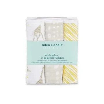 aden + anais Cotton Muslin Washcloth Set - 3-Pack Starry Giraffe