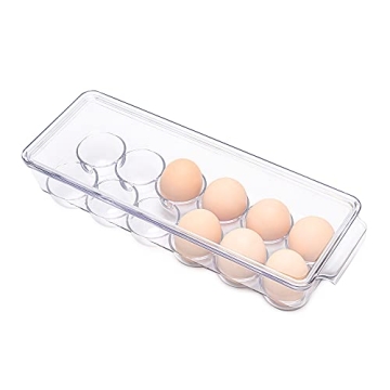 Ambergron 12 Eggs Holder - Clear Container for Fridge