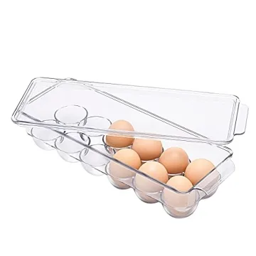 Ambergron 12 Eggs Holder - Clear Container for Fridge