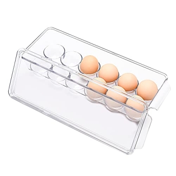 Ambergron 12 Eggs Holder - Clear Container for Fridge