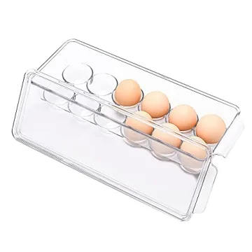 Ambergron 12 Eggs Holder - Clear Container for Fridge