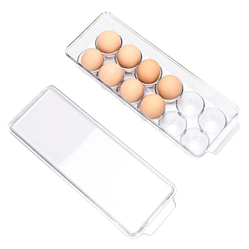 Ambergron 12 Eggs Holder - Clear Container for Fridge