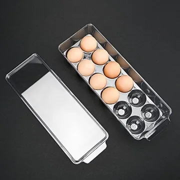 Ambergron 12 Eggs Holder - Clear Container for Fridge