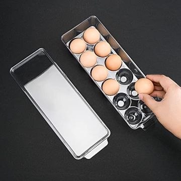Ambergron 12 Eggs Holder - Clear Container for Fridge