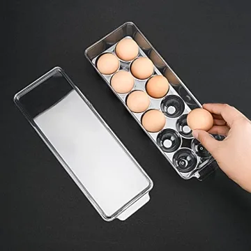 Ambergron 12 Eggs Holder - Clear Container for Fridge