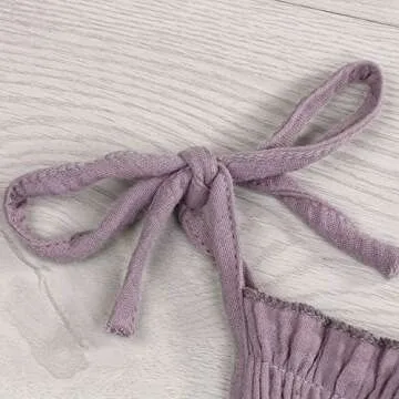 KCSLLCA Baby Girls Sleeveless Romper Set Sling Backless Jumpsuit Outfits with Headband