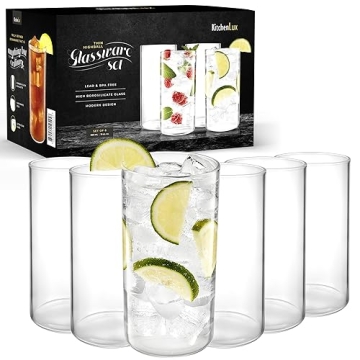 Kitchen Lux Thin Round Drinking Glasses Set of 6-19 oz