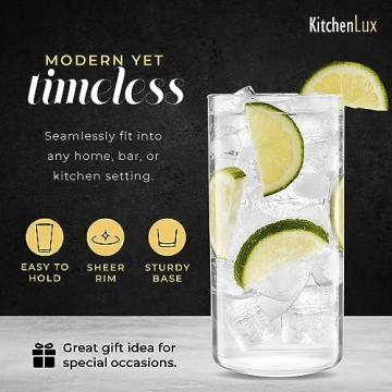 Kitchen Lux Thin Round Drinking Glasses Set of 6-19 oz