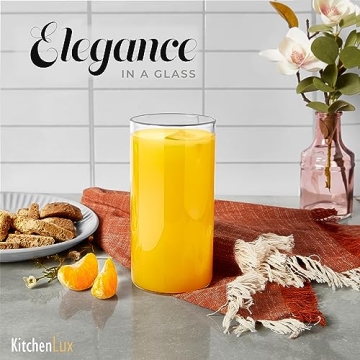 Kitchen Lux Thin Round Drinking Glasses Set of 6-19 oz