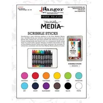Ranger MDA54733 Dina Wakley Media Scribble Sticks 12/Pkg, 1 Count (Pack of 1)