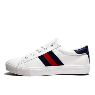 Stripe Glitter and Metallic Star Lace-Up Fashion Sneakers for Women - FITS True to Size