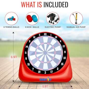 Giant Inflatable 6ft Tall Kick & Throw Darts Game | Soccer Darts Inflatable Dart Board with 6 Kick B...