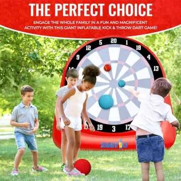 Giant Inflatable 6ft Tall Kick & Throw Darts Game | Soccer Darts Inflatable Dart Board with 6 Kick Balls, 6 Tennis Balls & Pumps | Perfect for Giant Yard Games, Giant Inflatable Games & Carnival Games