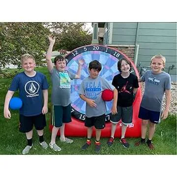 Giant Inflatable 6ft Tall Kick & Throw Darts Game | Soccer Darts Inflatable Dart Board with 6 Kick Balls, 6 Tennis Balls & Pumps | Perfect for Giant Yard Games, Giant Inflatable Games & Carnival Games
