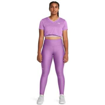 Under Armour Womens HeatGear Armour High No-Slip Waistband Pocketed Leggings, (560) Provence Purple / / Purple Ace, Medium