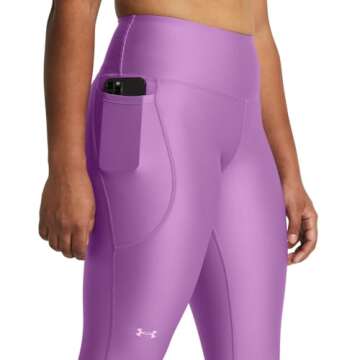 Under Armour Womens HeatGear Armour High No-Slip Waistband Pocketed Leggings, (560) Provence Purple / / Purple Ace, Medium
