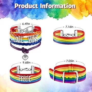 Hicarer 4 Piece Rainbow Pride Bracelet Set for All