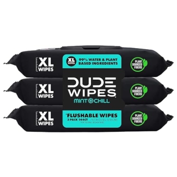 DUDE Wipes - Mint Chill Extra-Large Flushable Wipes - 144 Count