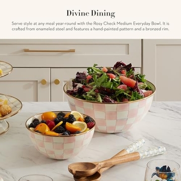 Mackenzie-Childs Enamel Everyday Bowl - Pink-and-White Check