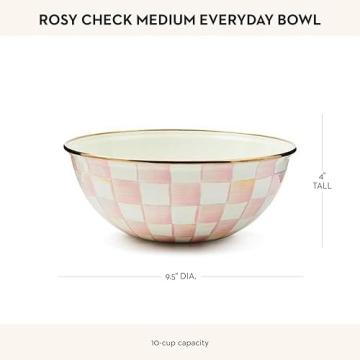 Mackenzie-Childs Enamel Everyday Bowl - Pink-and-White Check