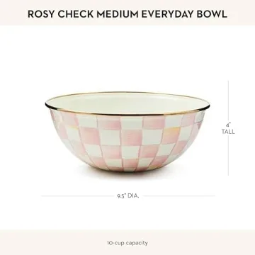 Mackenzie-Childs Enamel Everyday Bowl - Pink-and-White Check